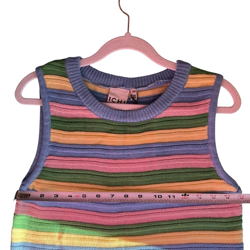 ICHI Striped Scandi Pastel Sleeveless Knit Top Size XS Casual Spring Summer - Picture 5 of 12